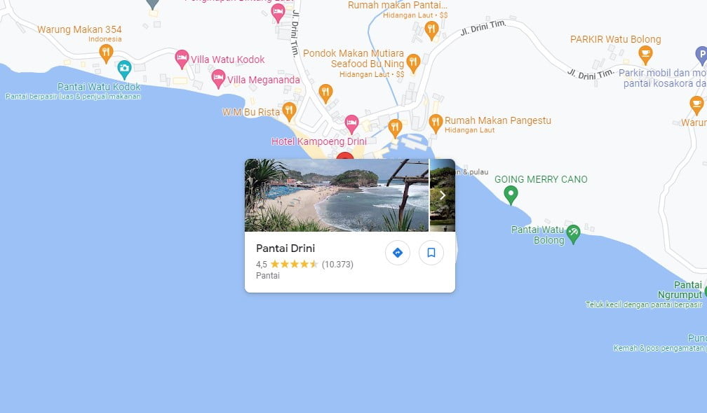 lokasi Pantai Drini Jogja